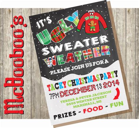 ugly xmas sweater party invites|More.